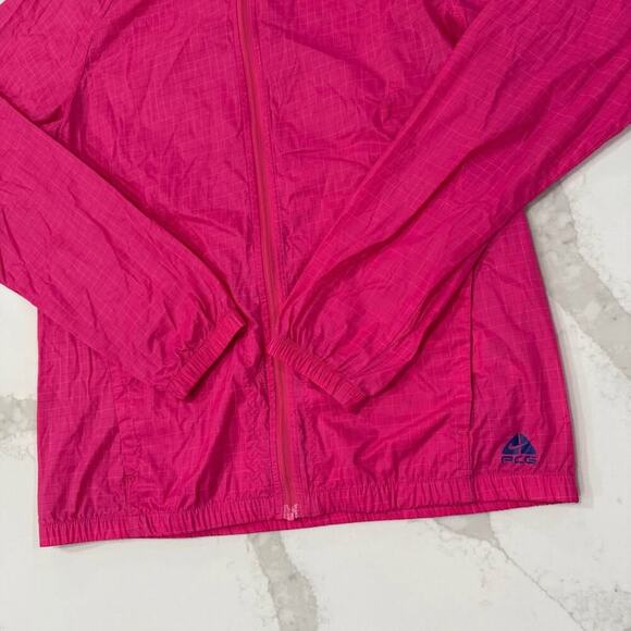 Vintage Nike ACG Running Windbreaker Rain Jacket Womens Small Bright Pink Check - Picture 3 of 8